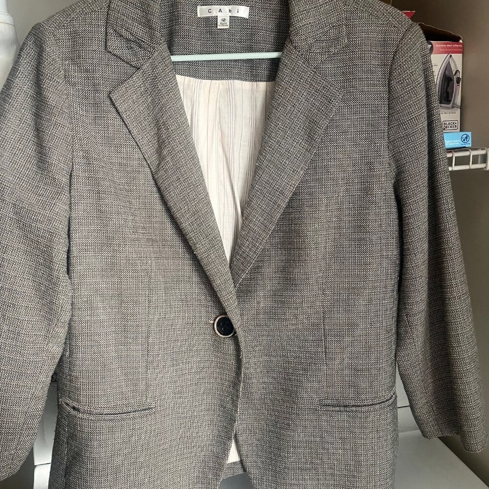 CAbi gray/beige blended tweed blazer Size 12